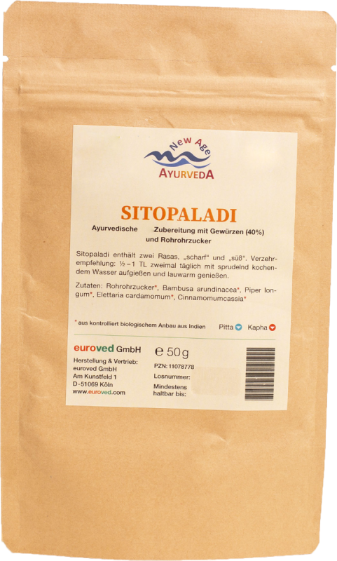 Sitopaladi Ayurvedische -Zubereitung mit Gewürzen (40%) und Rohrohrzucker
