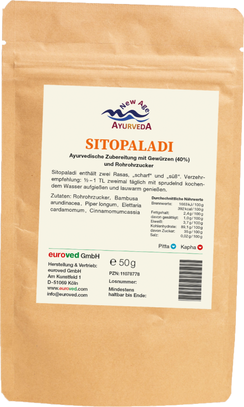 Sitopaladi Ayurvedische -Zubereitung mit Gewürzen (40%) und Rohrohrzucker